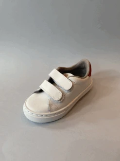 CIENTA BASKETS CUIR VELCRO - BLANC / ROUGE