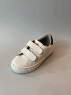 CIENTA BASKETS CUIR VELCRO - BLANC / VERT