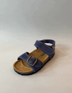 CIENTA SANDALES BOUCLE & SEMELLE LIÈGE - BLEU FONCÉ DÉLAVÉ