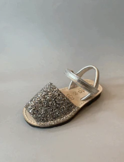 CIENTA SANDALETTES BRIDE VELCRO - PAILLETTES ARGENTÉES