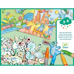 DJECO COFFRET 80 FORMES À COLORIER - ANIMAUX 3-6ANS