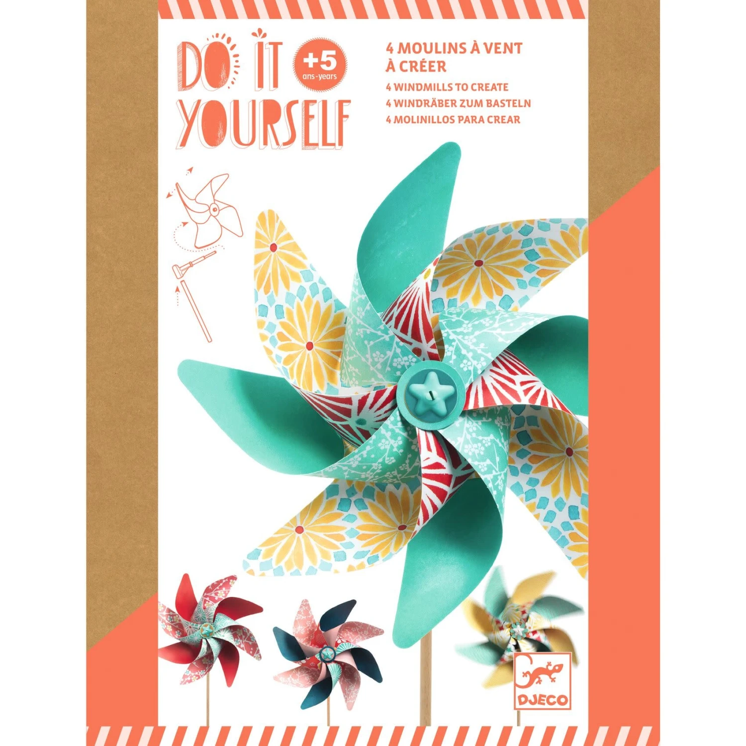 DJECO DIY - 4 X MOULINS À VENT - SWEET +5ANS