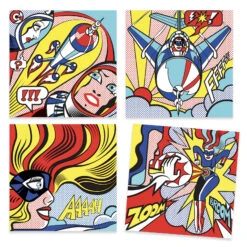 DJECO INSPIRED BY ROY LICHTENSTEIN - FEUTRE & DÉCALCOMANIE - HEROES +7ANS -Bébé Produits Vente djeco inspired by roy lichtenstein feutre decalcom 4