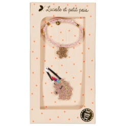 LUCIOLE ET PETIT POIS COFFRET CADEAU "BARRETTE & BRACELET" CAPEL ROSE NUDE & LICORNE