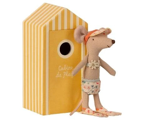 MAILEG GRANDE SOEUR SOURIS 13CM - DANS SA CABINE JAUNE - COLLECTION PLAGE 1 MAILEG GRANDE SOEUR SOURIS 13CM - DANS SA CABINE JAUNE - COLLECTION PLAGE