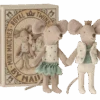MAILEG PETIT FRÈRE ET PETITE SOEUR SOURIS 10CM - FAMILLE ROYALE DANS SA BOITE D'ALLUMETTES
