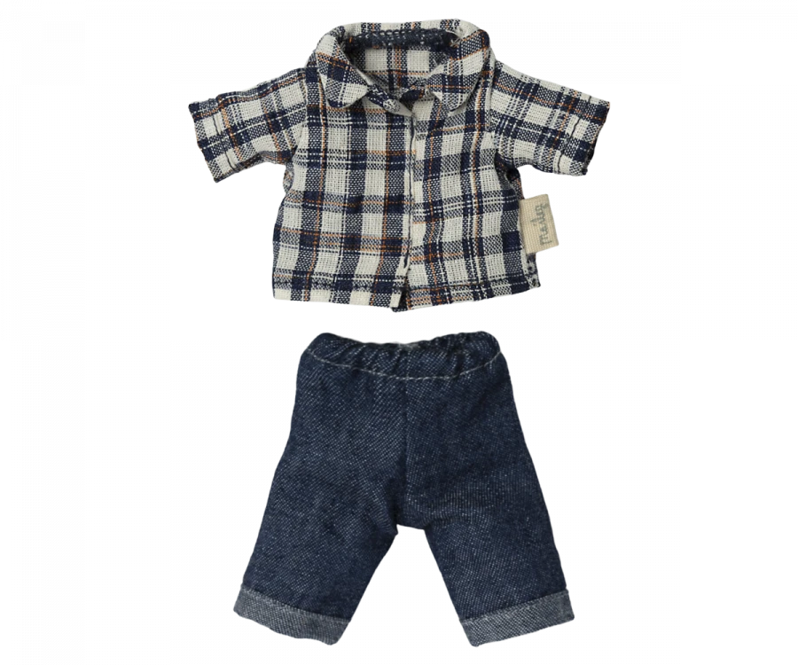 MAILEG TENUE POUR PAPA SOURIS 15CM - CHEMISE À CARREAUX & JEANS 1 MAILEG TENUE POUR PAPA SOURIS 15CM - CHEMISE À CARREAUX & JEANS