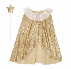 Meri-Meri MERI MERI DÉGUISEMENT - CAPE MAGIQUE DORÉE - SEQUINS COLERETTE & BAGUETTE