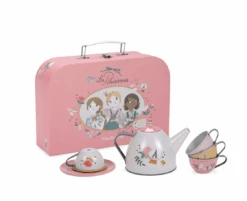 MOULIN ROTY VALISE DINETTE À THÉ EN MÉTAL 14PC - LES PARISIENNES