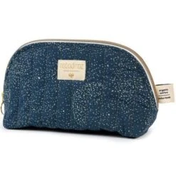 NOBODINOZ TROUSSE DE TOILETTE "HOLIDAY" LARGE 18X23CM - GOLD BUBBLE NIGHT BLUE