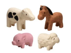 PLAN TOYS 4 FIGURINES BOIS RECYCLÉ - ANIMAUX DE LA FERME