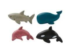 PLAN TOYS 4 FIGURINES BOIS RECYCLÉ - ANIMAUX DE LA MER