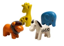 PLAN TOYS 4 FIGURINES BOIS RECYCLÉ - ANIMAUX DE LA SAVANES
