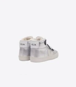VEJA BASKET VELCRO MONTANTE FOURRÉE - ESPLAR CUIR SILVER WHITE -Bébé Produits Vente veja basket velcro montante fourree esplar cuir si 4